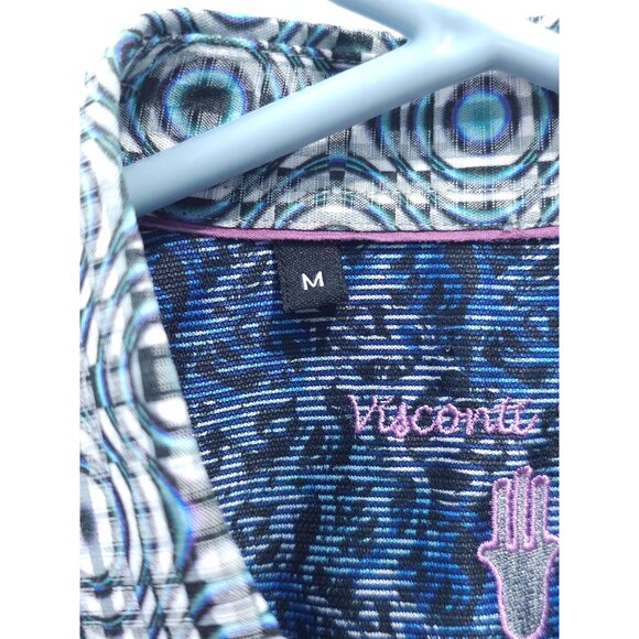 Visconti Men’s Blue/White Geometric Long-Sleeve Shirt M - Picture 2 of 16
